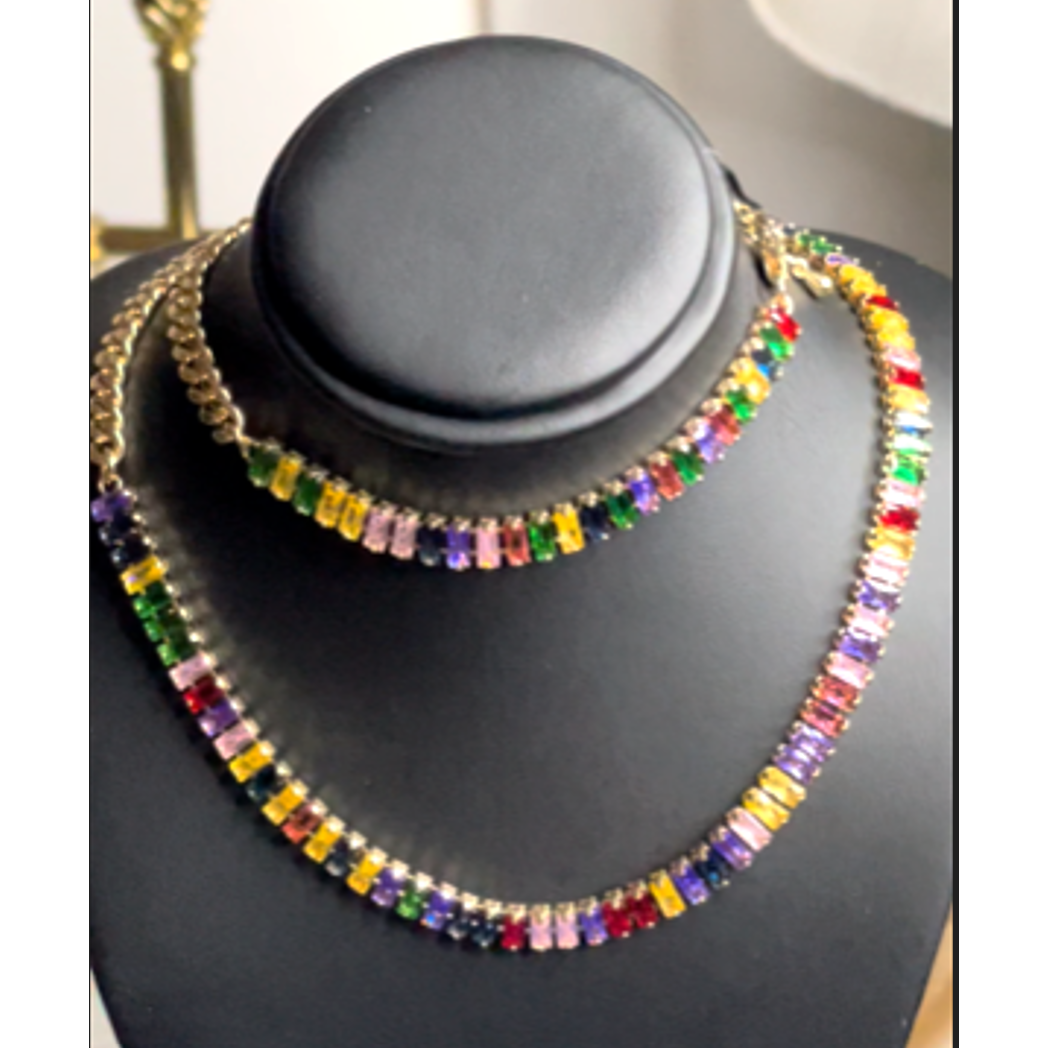 Rainbow Cuban Link Necklace